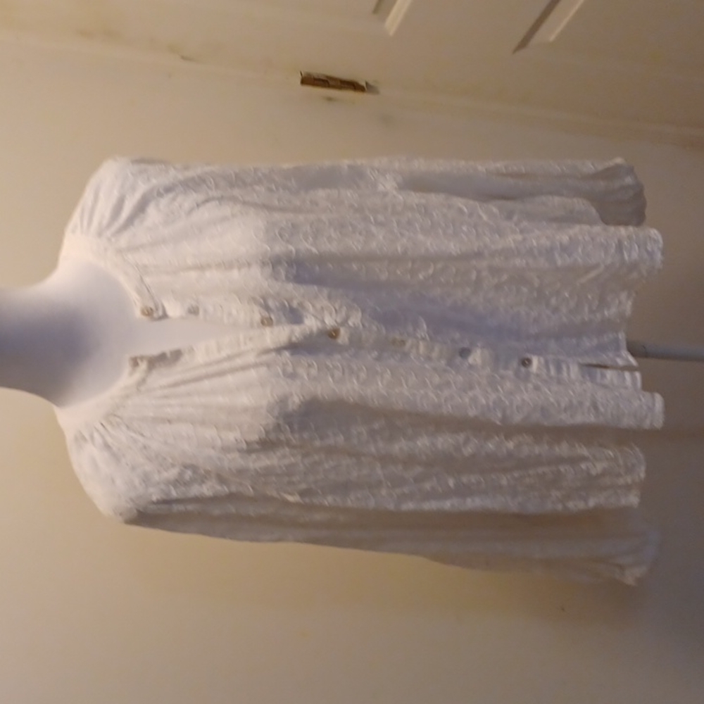Free People Maddison Eyelet Blouse white M oversized button